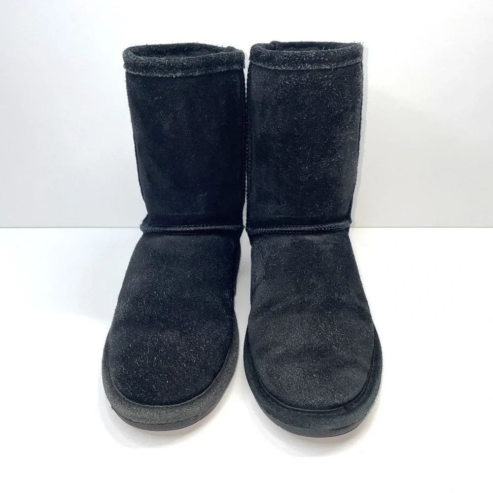 BEARPAW Boots Emma Youth Shearling Winter Snow Boot Black Suede Size 2